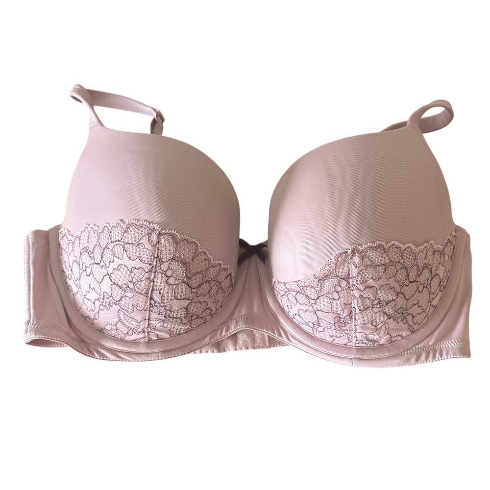 Cacique Pink Balconette Bra Lace Trim 38DDD EUC